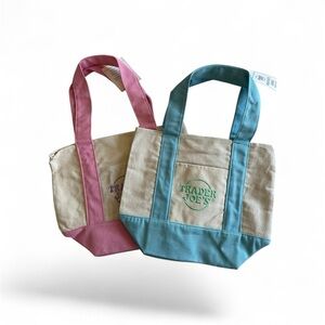 Trader Joe’s NWT Pink and Blue Canvas Tote Bag Set